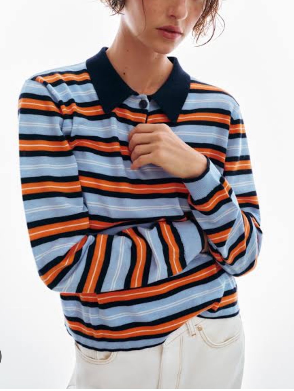 Zara STRIPED KNIT POLO